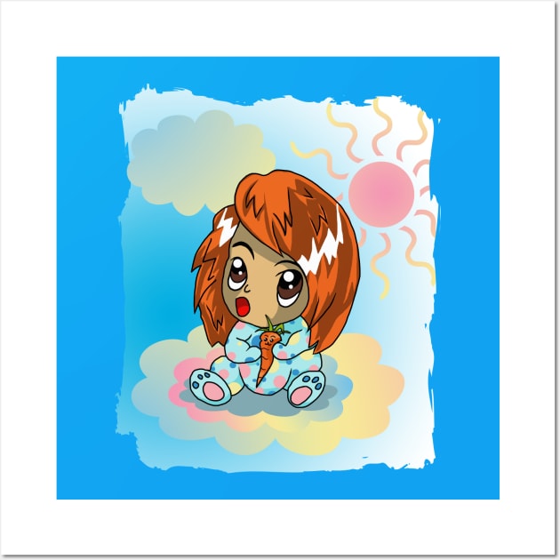 Cute Red Haired Baby with a Plush Carrot Wall Art by cuisinecat